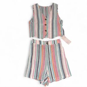 Striped Multicolor Women's Shorts Set